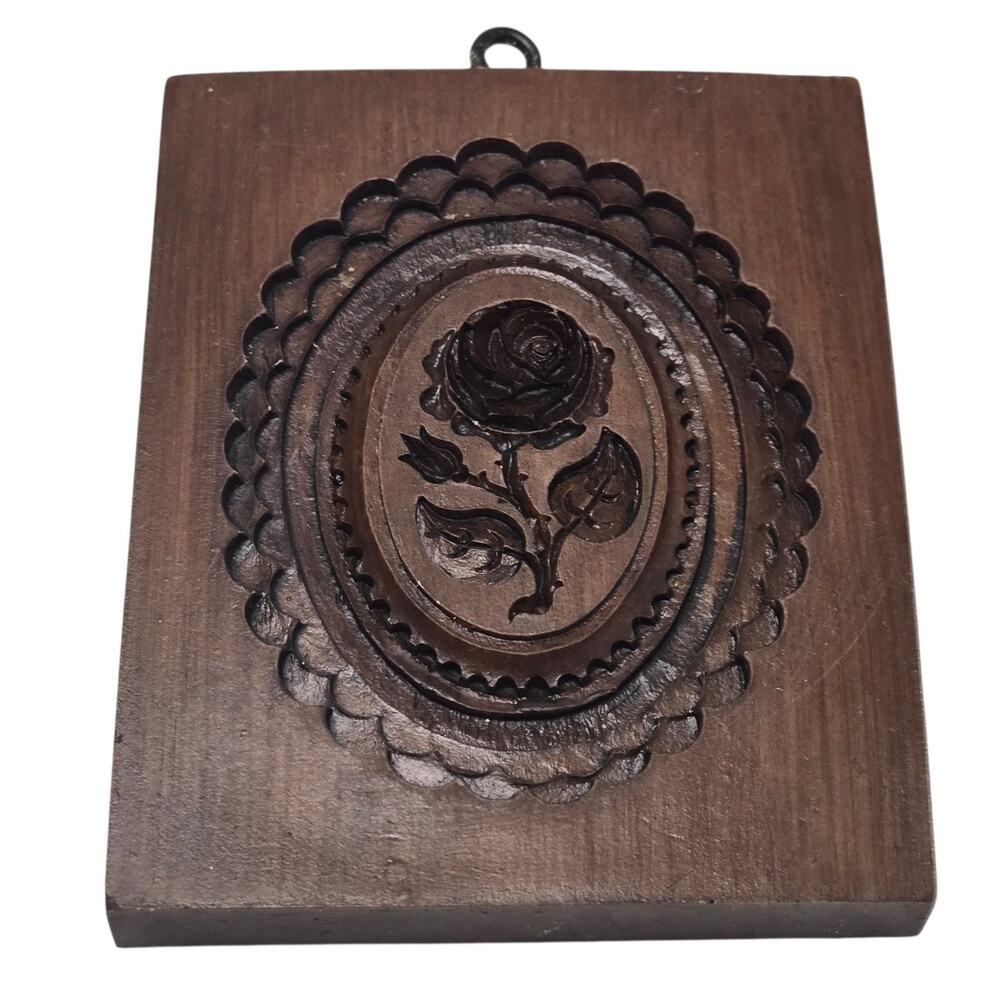 House On The Hill Rose Design Wooden Springgerle Cookie Mold